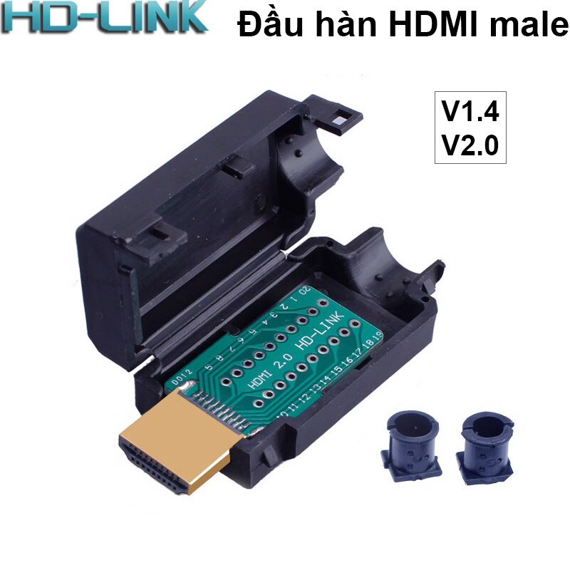 Đầu hàn cổng HDMI 1.4 2.0 kèm vỏ ốp nhựa đường kính 8mm HD-LINK (1 chiếc)