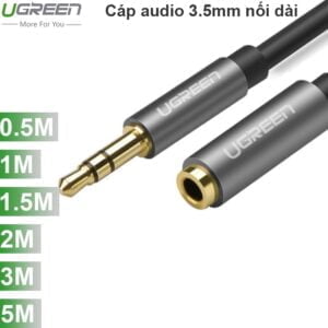 Cáp audio 3.5mm nối dài 0.5M 1M 1.5M 2M 3M 5M Ugreen (màu đen)