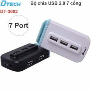 HUB chia cổng USB 2.0 7 port có cấp nguồn ngoài DTECH DT-3082 (hàng thanh lý)