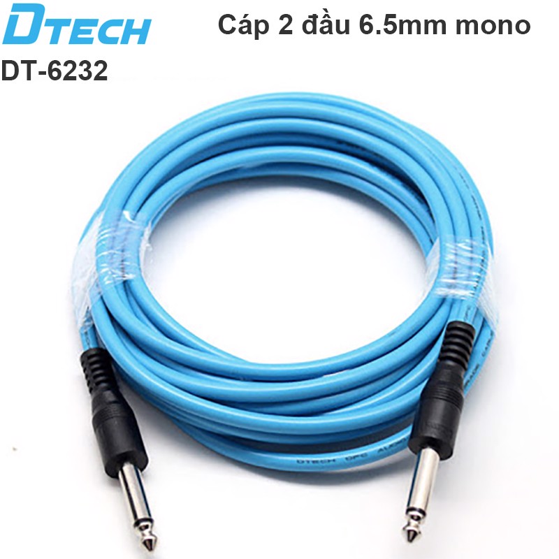 Cáp Audio 2 đầu 6.5mm - Cáp 6.35mm sang 6.35mm mono Dtech  5 mét