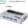 Bộ chia USB 3.0 hỗ trợ nguồn ngoài công tắc cảm ứng Dtech DT-8009