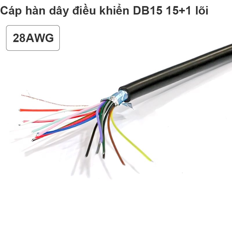 Cáp hàn dây tín hiệu điều khiển RS232 DB15 lõi đồng mạ thiếc 28AWG