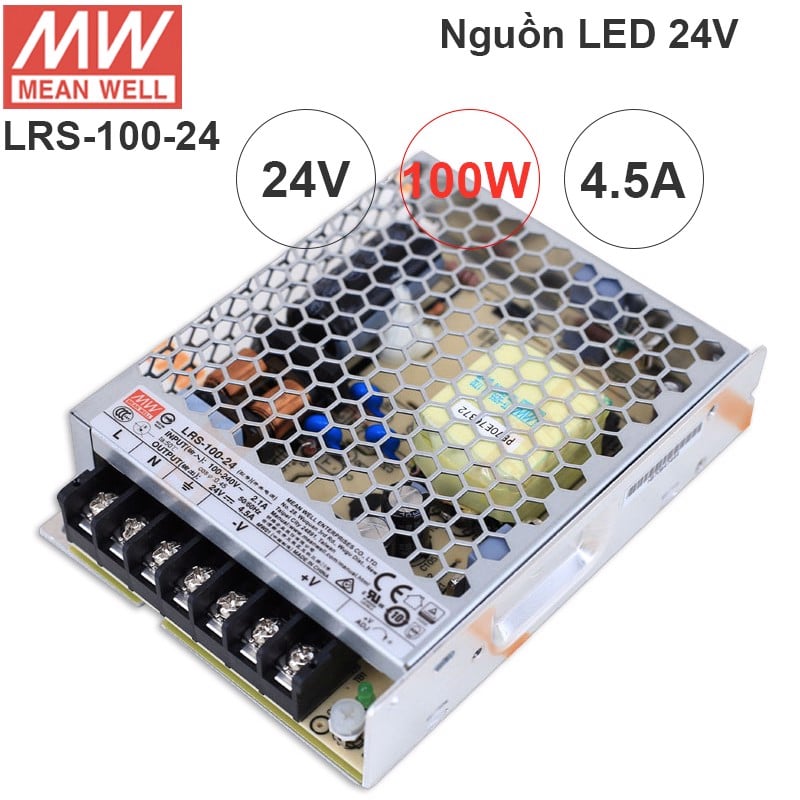 Nguồn DC LED 24V-4.5A 108W Meanwell LRS-100-24