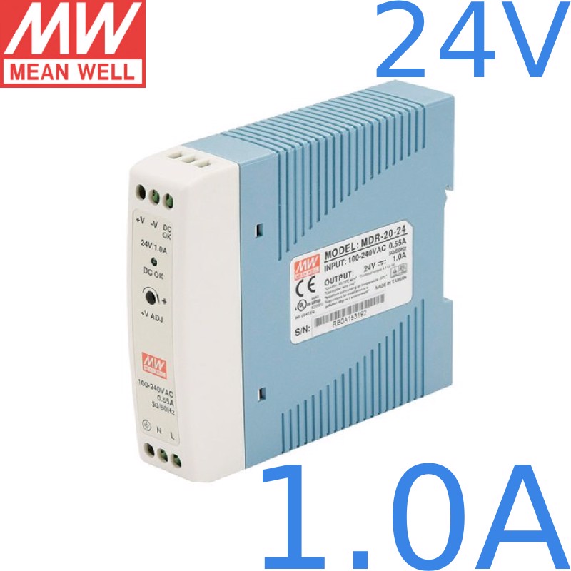 Nguồn DIN 20W công nghiệp 24V- 1A Meanwell MDR-20-24