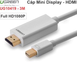 Dây cáp Mini Displayport Macbook Surface Thinkpad X1 Dell XPS sang HDMI TV Máy chiếu 3 mét Ugreen 10419