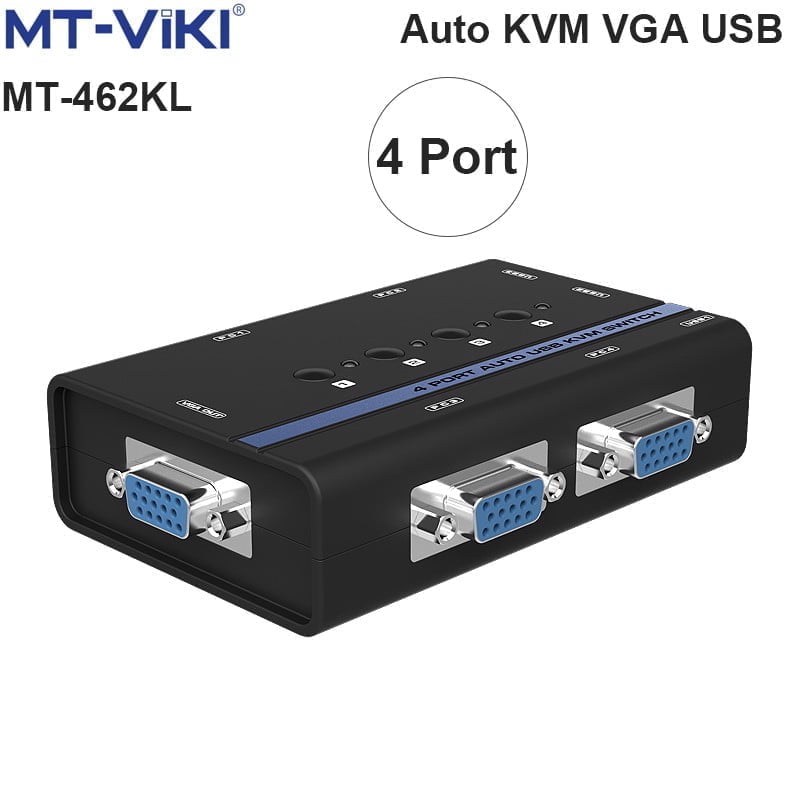 Auto KVM switch VGA USB 4 port - Bộ chuyển mạch VGA KVM 4 CPU ra 1 màn hình MT-VIKI MT-462KL