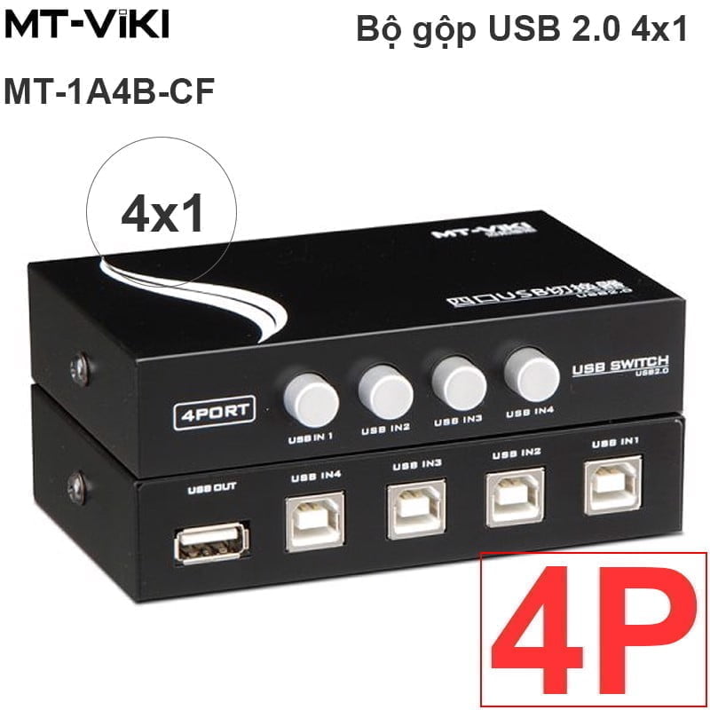 Bộ chia sẻ máy in 1 ra 4 cổng USB chính hãng MT-VIKI MT-1A2B-CF