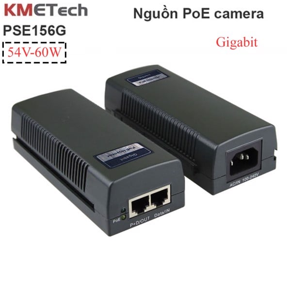 Adapter POE 54V-60W 2 Port(1 Data in+ 1 Data PoE Out), tốc độ 10/100/1000 Gigabit KMEtech PSE156G - Phụ kiện điện tử Việt Nam