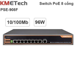Switch PoE 9 Port 10/100Mbps với 8 Port POE KMETech PSE908F công suất 96W