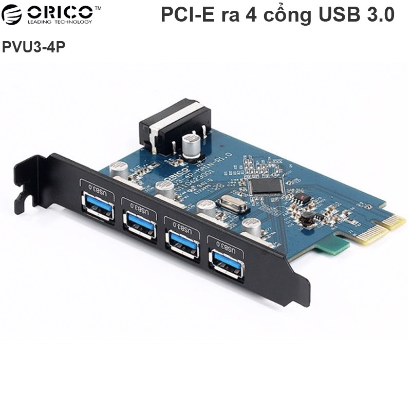 Cạc PCI E 1X mở rộng 4 cổng USB 3.0 Orico PVU3-4P