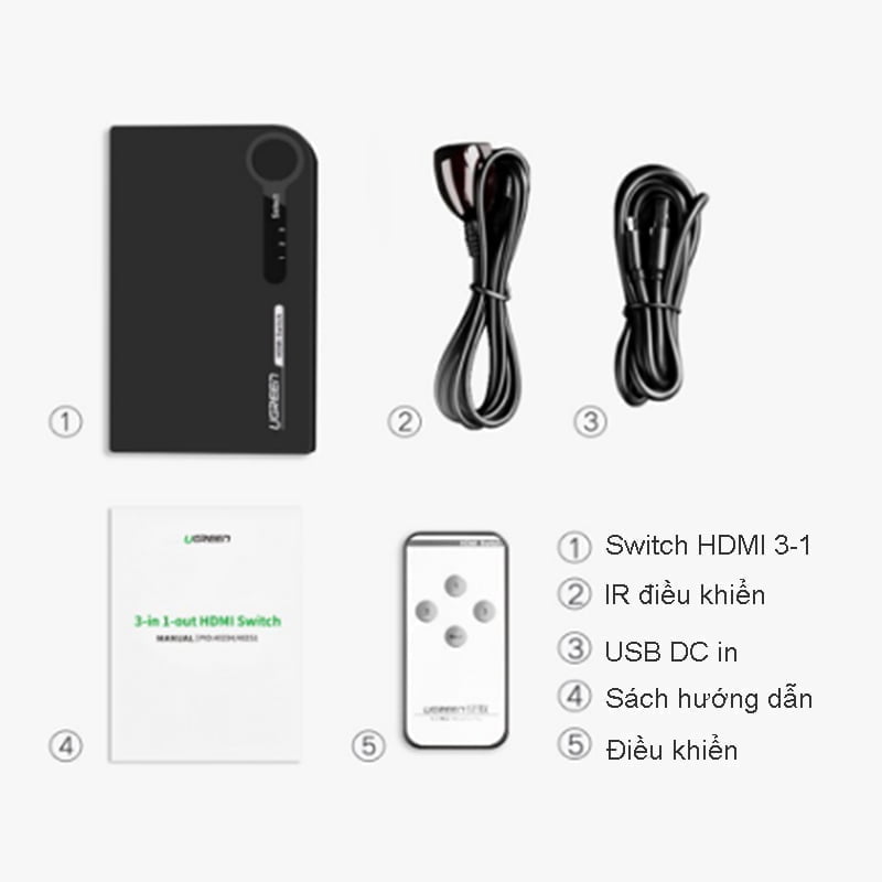 bo chuyen mach hdmi 3 vao 1 ra ugreen 40234