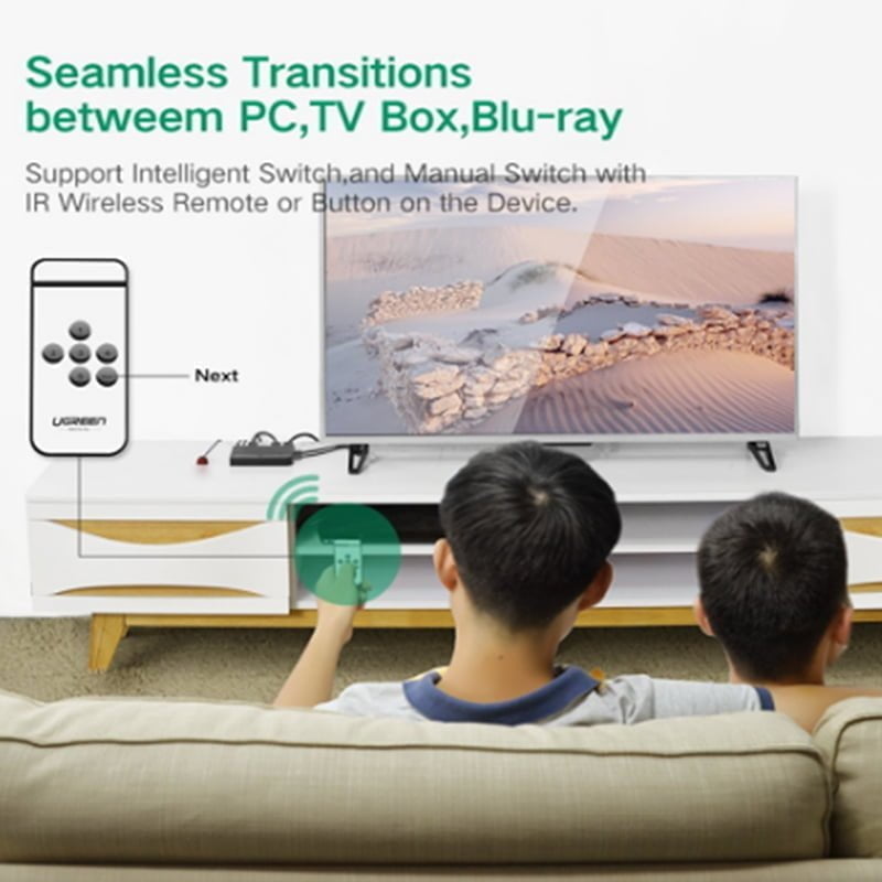 bo chuyen mach hdmi 5 vào 1 ra chinh hang ugreen 40205 co dieu khien