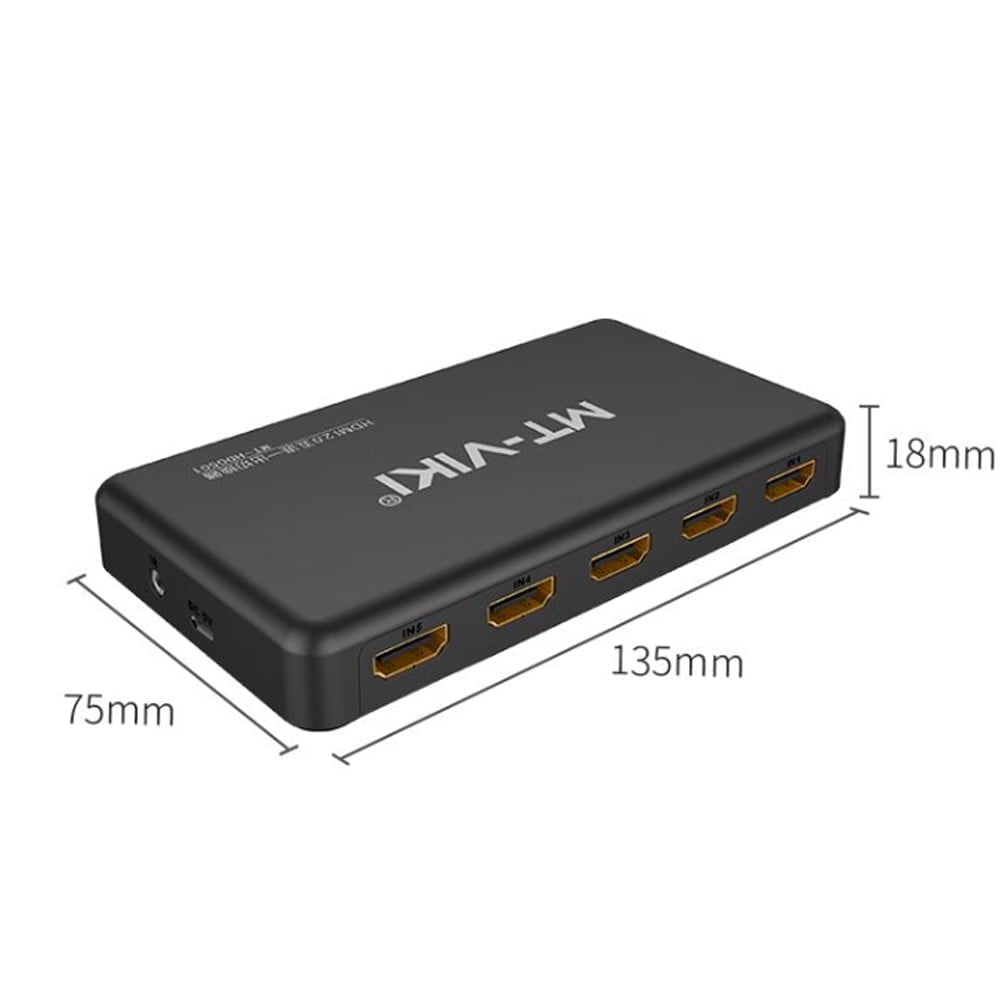 Bộ chuyển mạch Switch HDMI 5 vào 1 ra chuẩn 2.0 hỗ trợ 4k@60Hz MT-Viki MT-HD0501 - Phụ Kiện Điện Tử Việt Nam