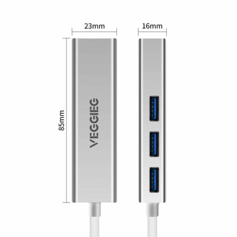 Bộ chia USB 2.0 3 cổng + LAN RJ45 100Mbps Veggieg U2-3U-S