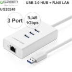 Bộ Chia 3 Cổng Usb 3.0 - Usb 3.0 Sang Rj45 Lan Gigabit Sd Tf Ugreen 20248