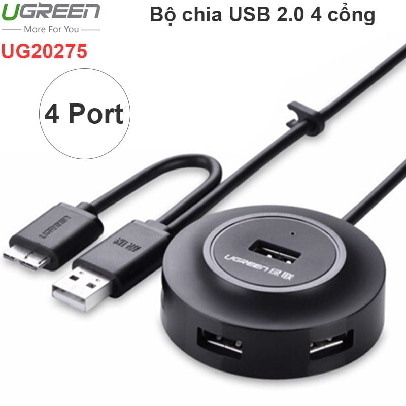 Bộ chia USB 2.0 4 cổng + Micro B cho SS Not 3 UGREEN 20275 hỗ trợ nguồn ngoài