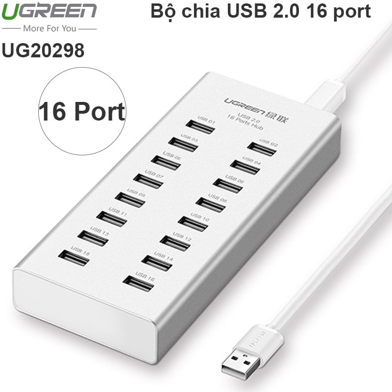 Bộ chia USB 2.0 16 cổng hỗ trợ nguồn ngoài Ugreen 20298