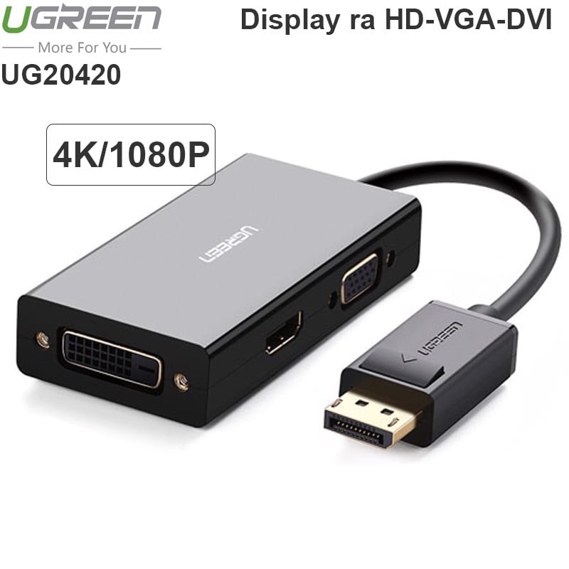 Displayport ra HDMI DVI VGA 4K Ugreen 20420