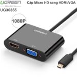 Cáp Chuyển Đổi Micro Hdmi Sang Vga Hdmi Ugreen 30355 1080P