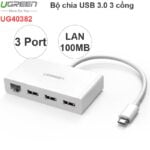 Bộ Chia Usb Type C Ra 3 Cổng Usb 3.0 1 Cổng Lan 10/100Mbps Ugreen 40382