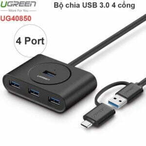 Bộ chia USB 3.0 3.1 type-C 1 ra 4 HUB chia cổng USB 3.0 4 port + USB type C OTG Ugreen 40850