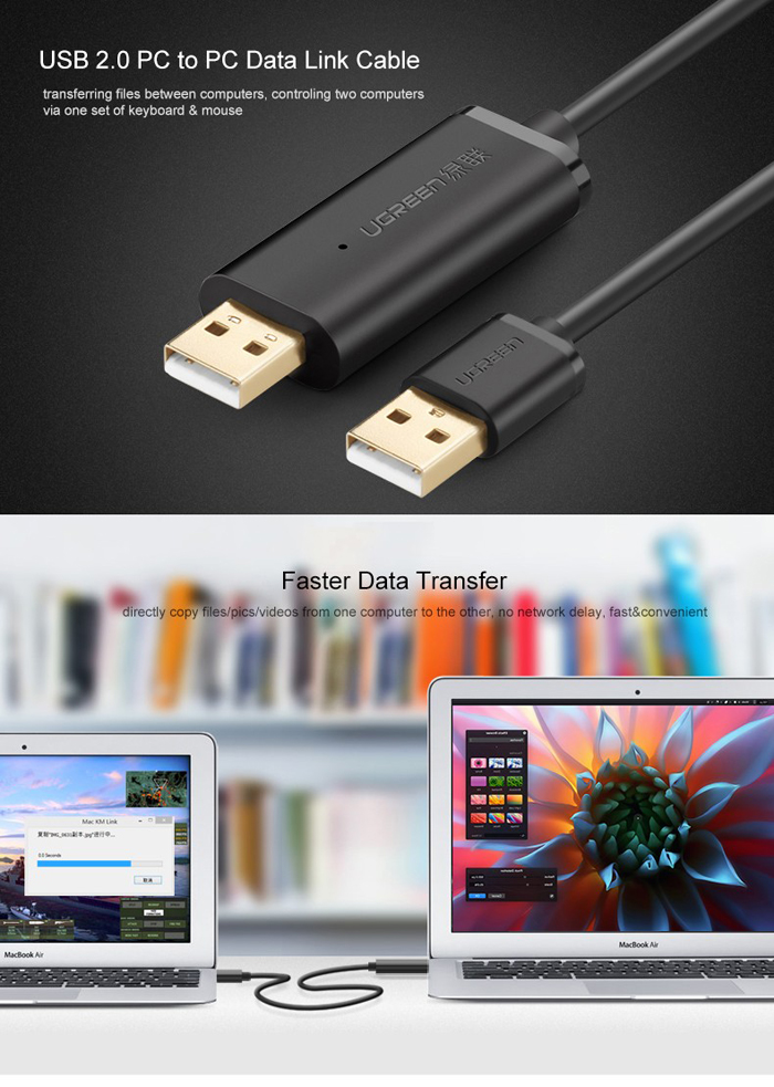 Cáp USB Data link, chia sẻ dữ liệu, chuột, phím giữa 2 máy tính Ugreen 20226 - Phụ kiện điện tử Việt Nam