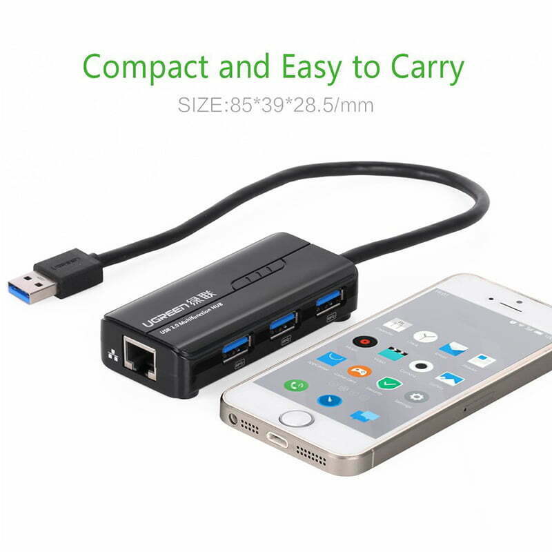 hub chia usb 3.0 3 cong 1 cong lan ugreen 20266