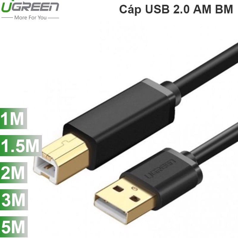 Cáp USB AM-BM dùng cho Máy in Máy scan Máy Photo 1M 1.5M 2M 3M 5M Ugreen