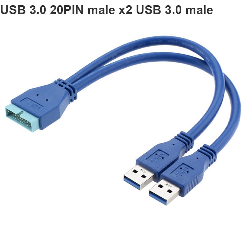 Cáp USB 3.0 20 Pin male ra 2 USB 3.0 male