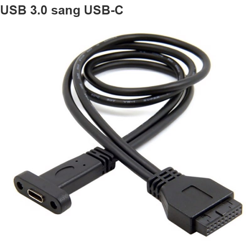 Cáp USB 3.0 20 pin Female ra USB-C Female 40Cm (có đai bắt vít)