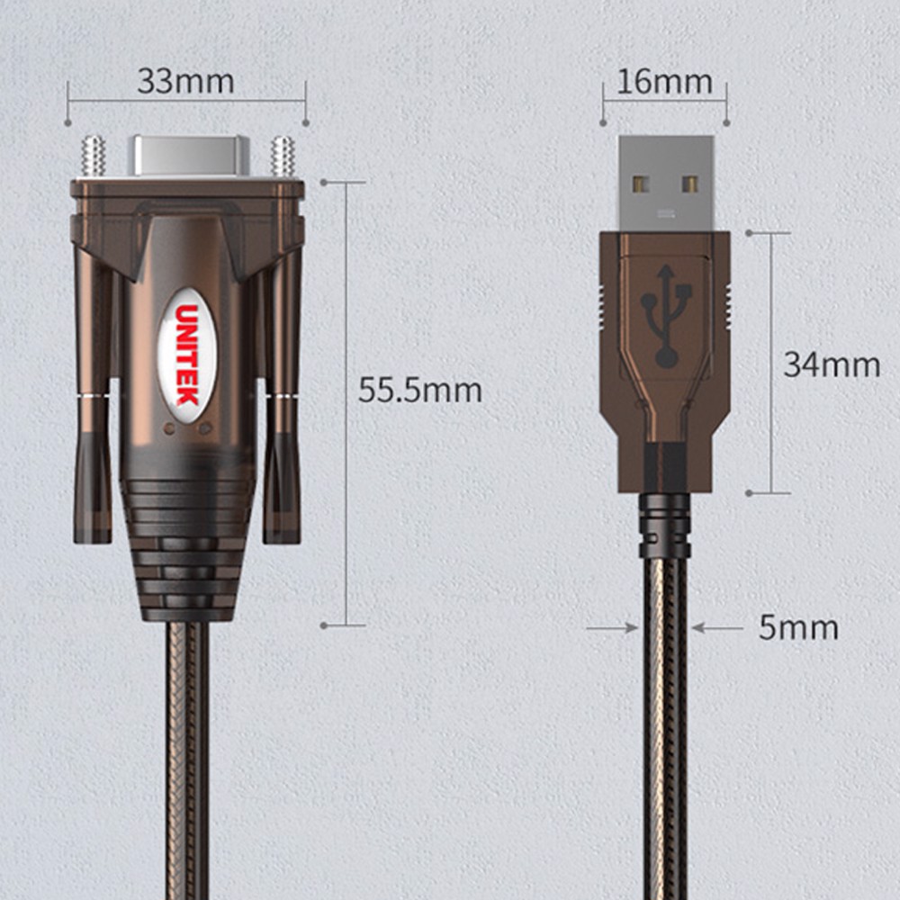 Cáp USB to RS232 Âm 1.5m Unitek Y-105D hỗ trợ Win7 8 10