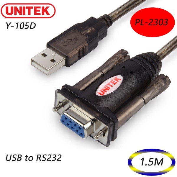 Cáp USB to RS232 Âm 1.5m Unitek Y-105D hỗ trợ Win7 8 10 - Phụ kiện điện tử Việt Nam