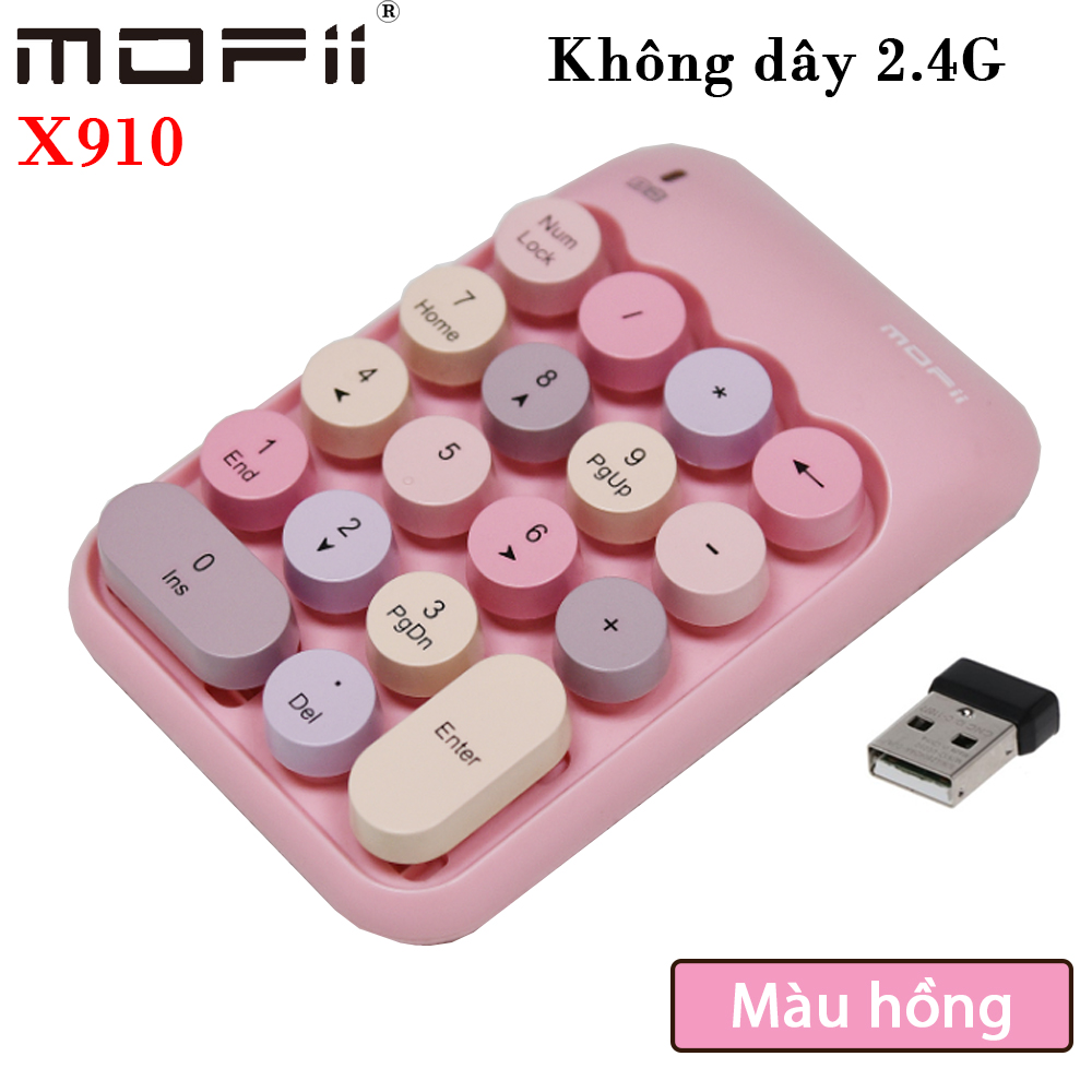 Bàn phím số không dây Mofii X910 - Màu Hồng