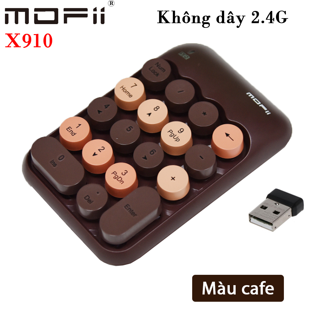 Bàn phím số không dây Mofii nhiều màu X910 - Màu cafe