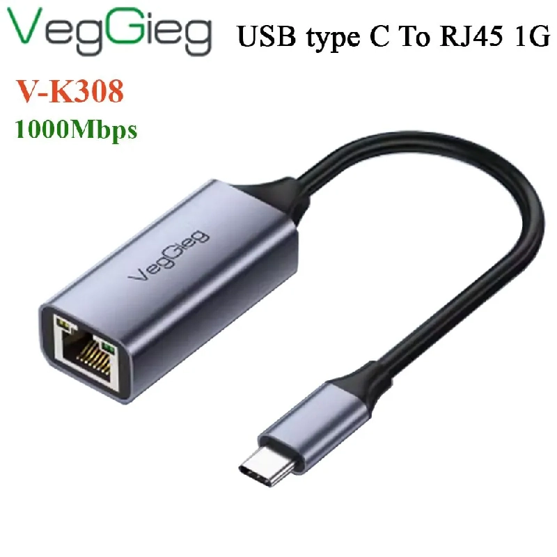 Cáp Chuyển Đổi Usb Type C Sang Lan Rj45 Veggieg V-K308