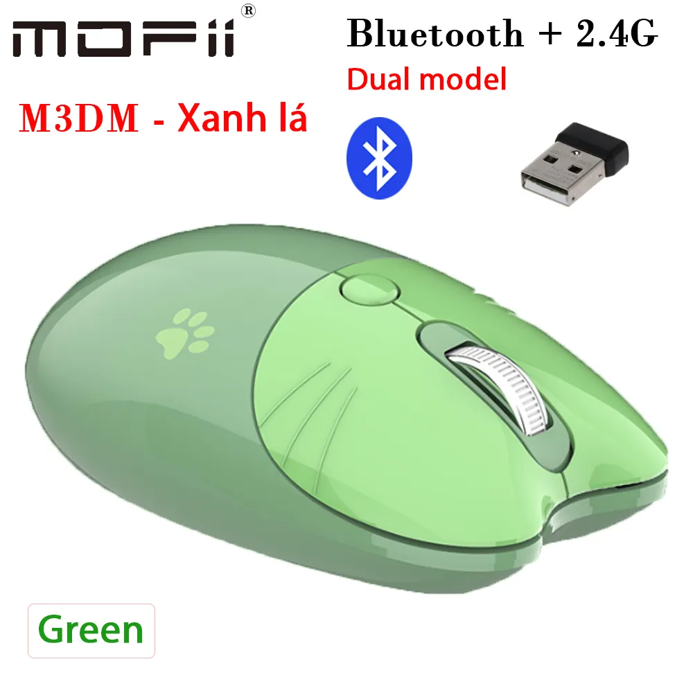 Chuột không dây Bluetooth + 2.4Gchinhs hãng Mofii M3DM - Green_15