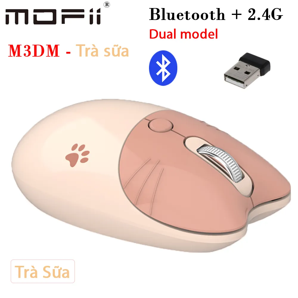 Chuột không dây Bluetooth + 2.4Gchinhs hãng Mofii M3DM - Trà sữa_18