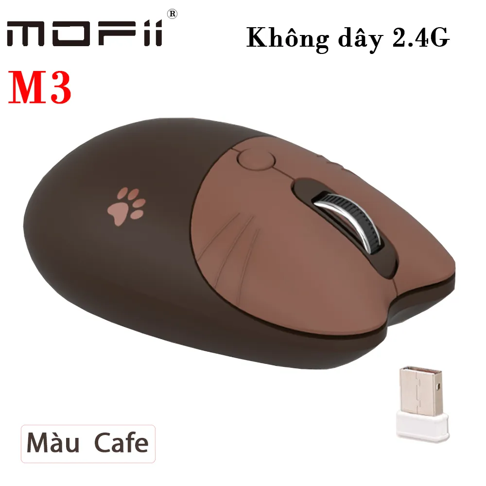 Chuột không dây Mofii M3 siêu kute - Màu cafe