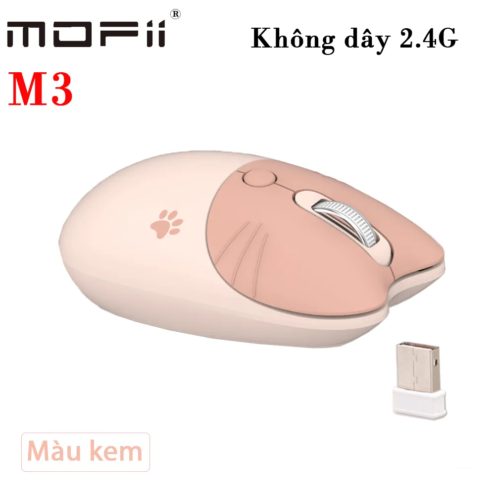 Chuột không dây Mofii M3 siêu kute - Màu kem