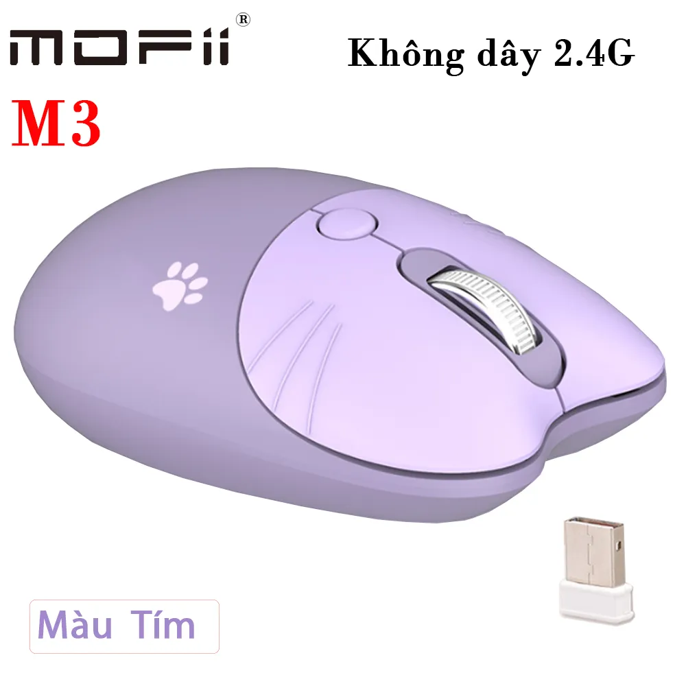 Chuột không dây Mofii M3 siêu kute - Màu tím