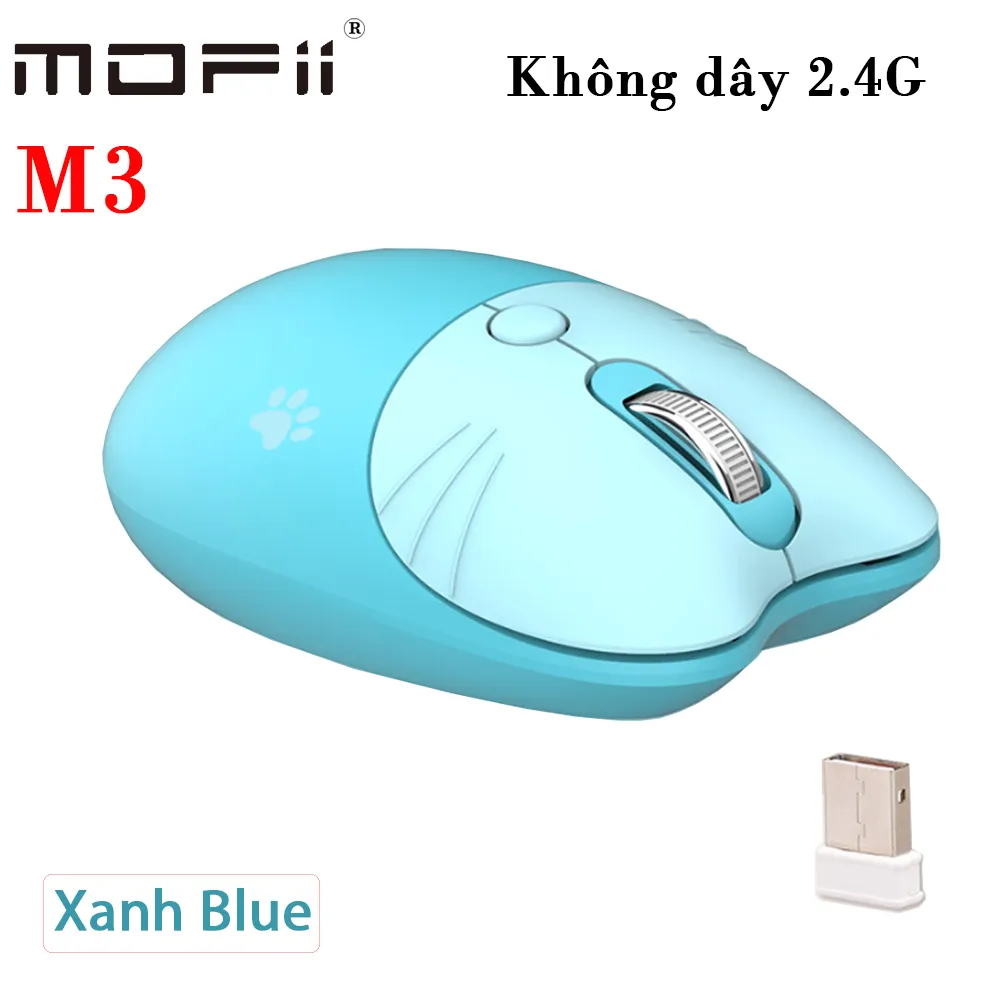 Chuột không dây Mofii M3 siêu kute - Xanh Blue