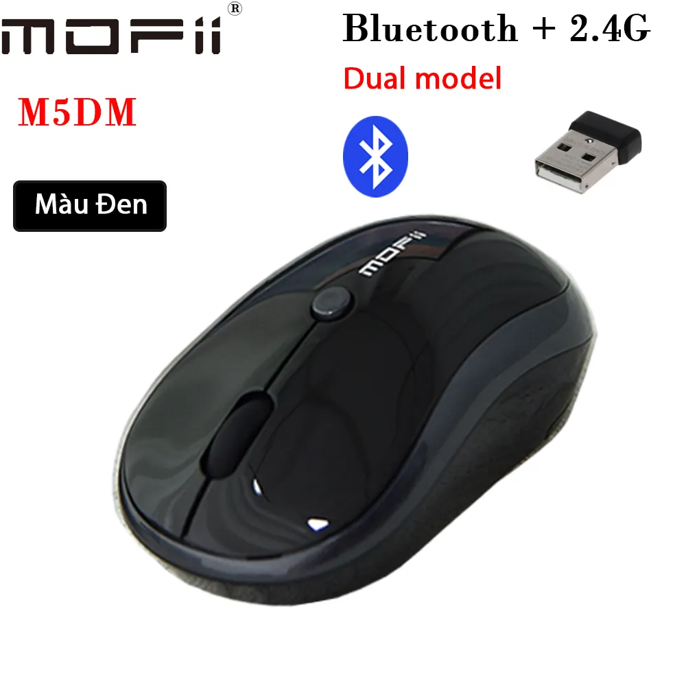 Chuột không dây Mofii M5DM có bluetooth hàng chính hãng - Màu Đen