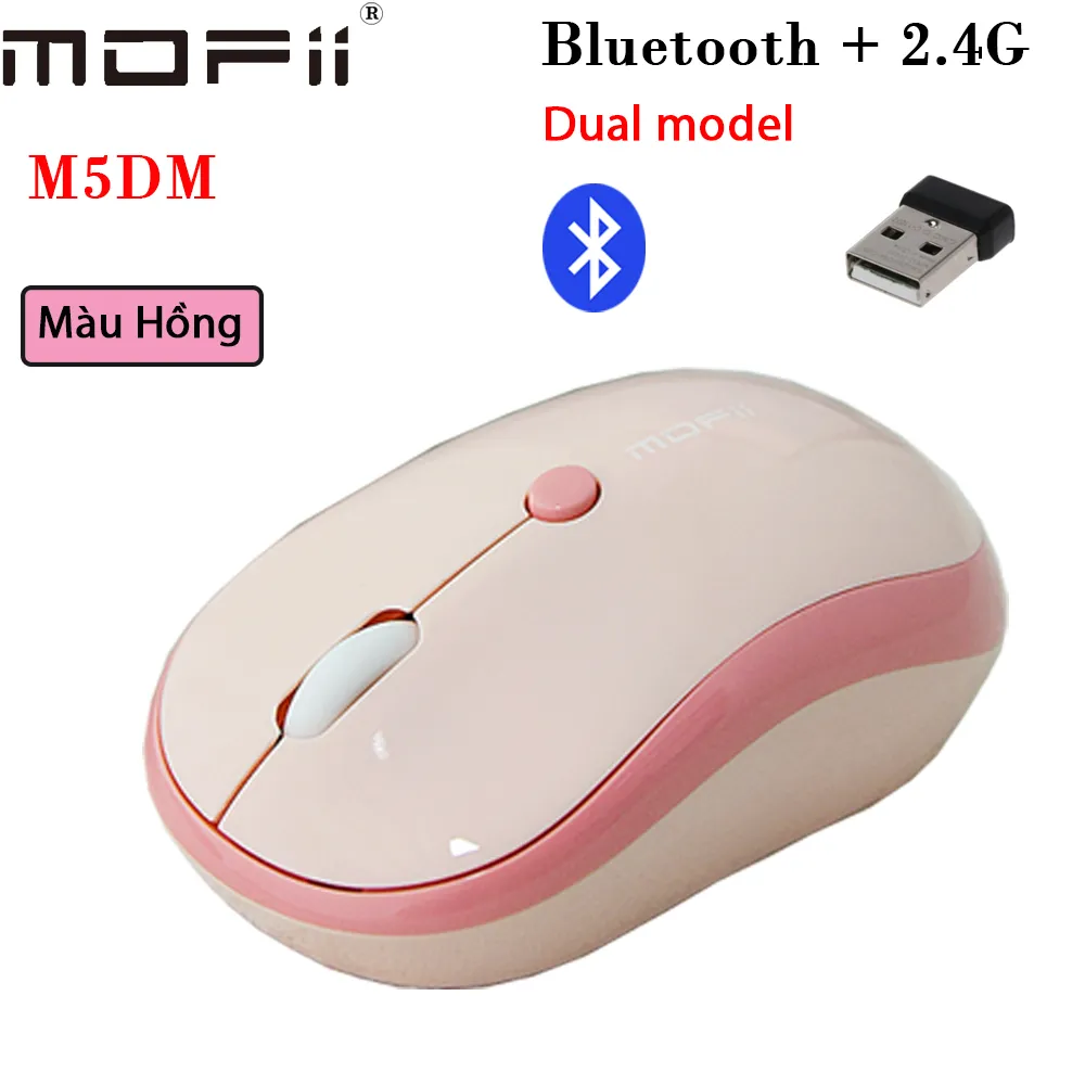 Chuột không dây Mofii M5DM có bluetooth hàng chính hãng - Màu Hồng