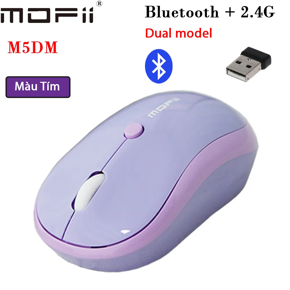 Chuột không dây Mofii M5DM có bluetooth hàng chính hãng - Màu Tím