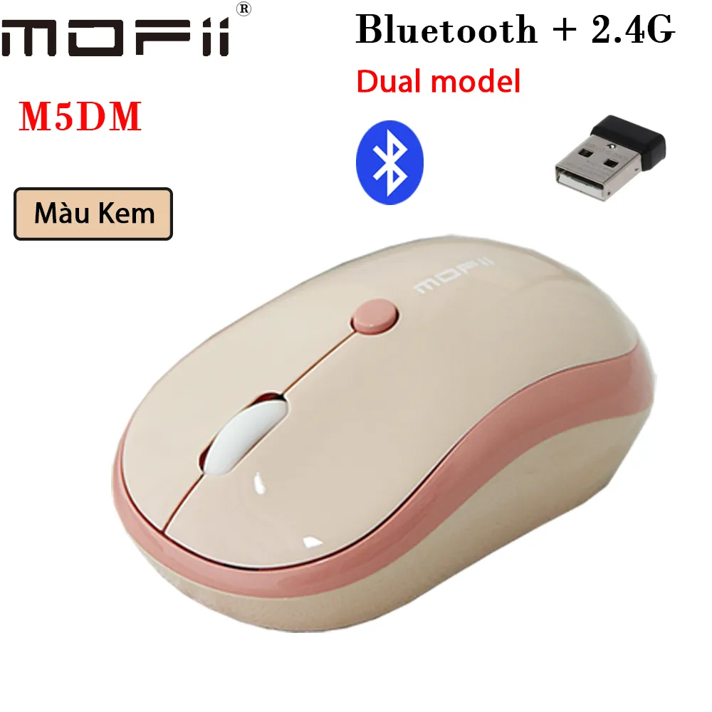 Chuột không dây Mofii M5DM có bluetooth hàng chính hãng - Màu kem