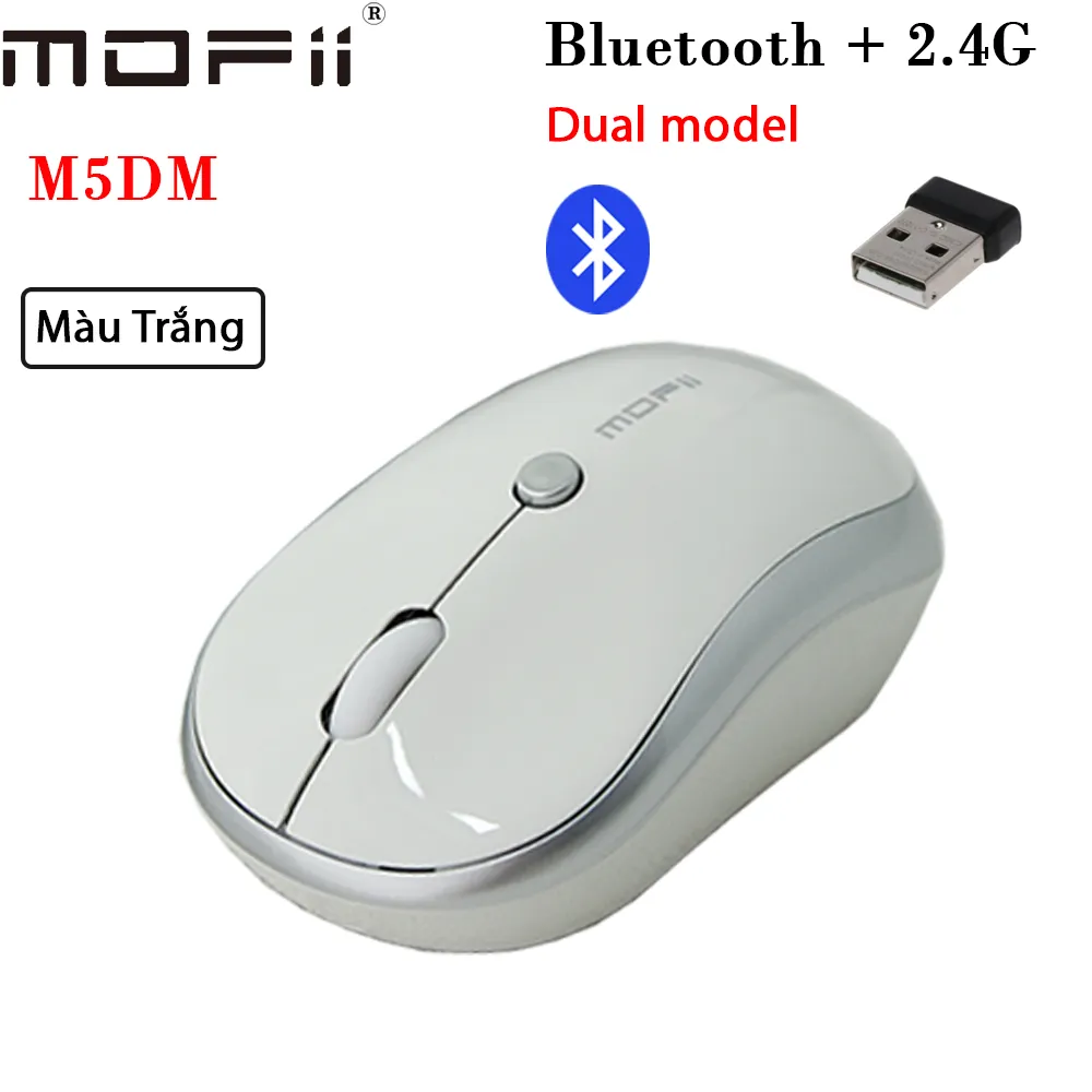 Chuột không dây Mofii M5DM có bluetooth hàng chính hãng - Màu trắng