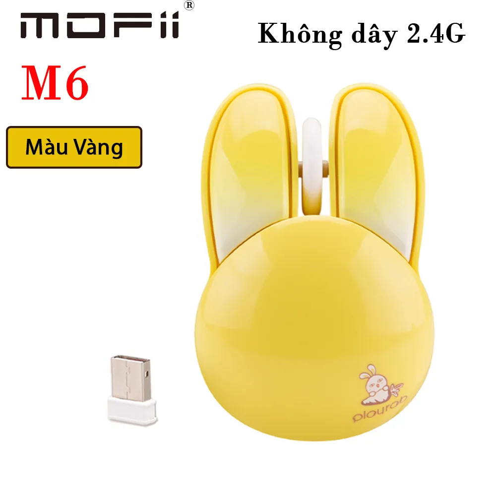 Chuột không dây mofii hình thú tai thỏ màu Vàng