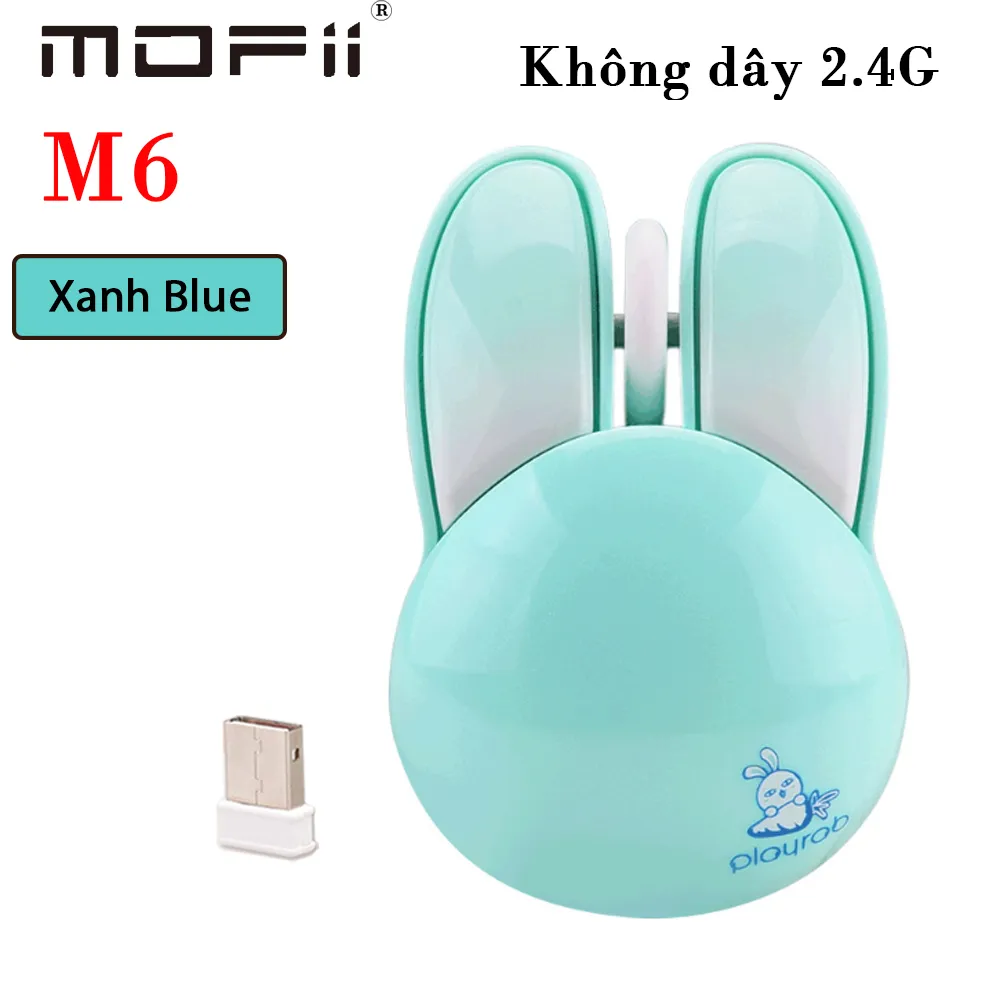 Chuột không dây mofii hình thú tai thỏ màu xanh Blue