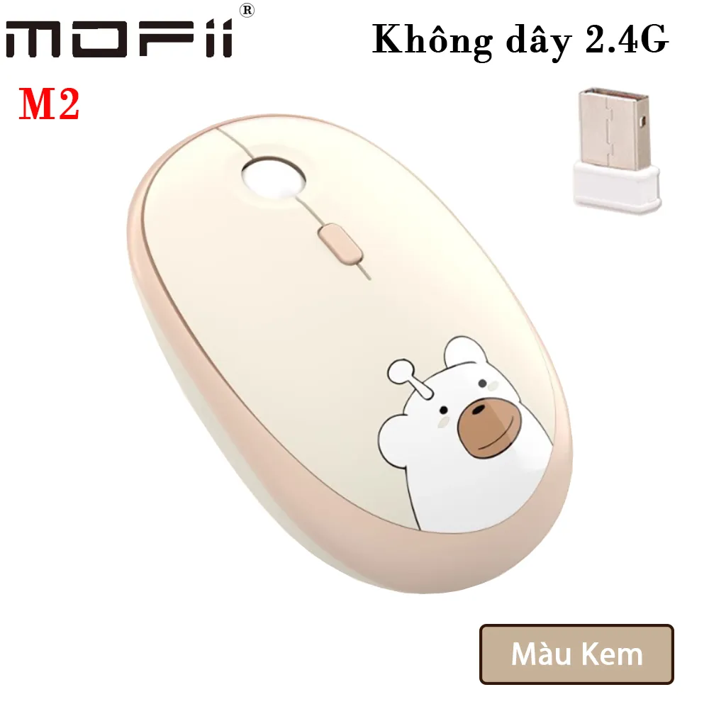 Chuột không dây thời trang kute chính hãng Mofii M2 - Màu Kem