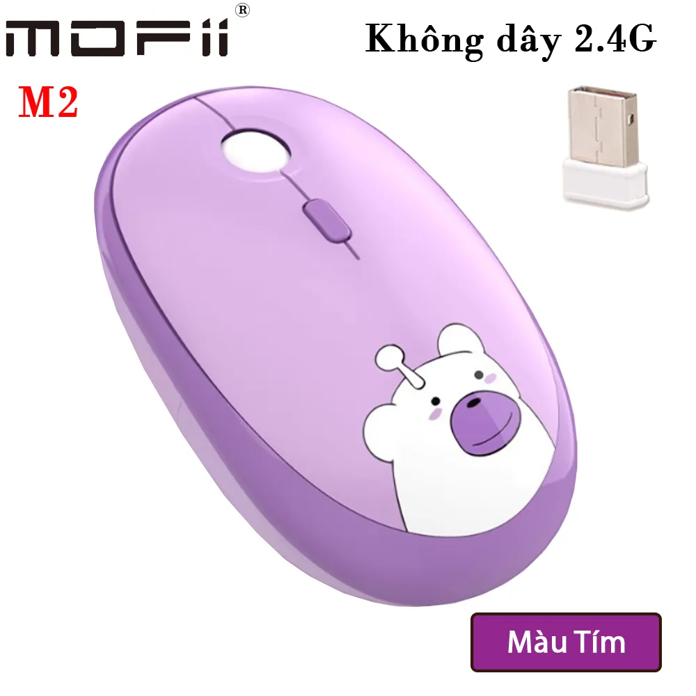 Chuột không dây thời trang kute chính hãng Mofii M2 - Màu Tím